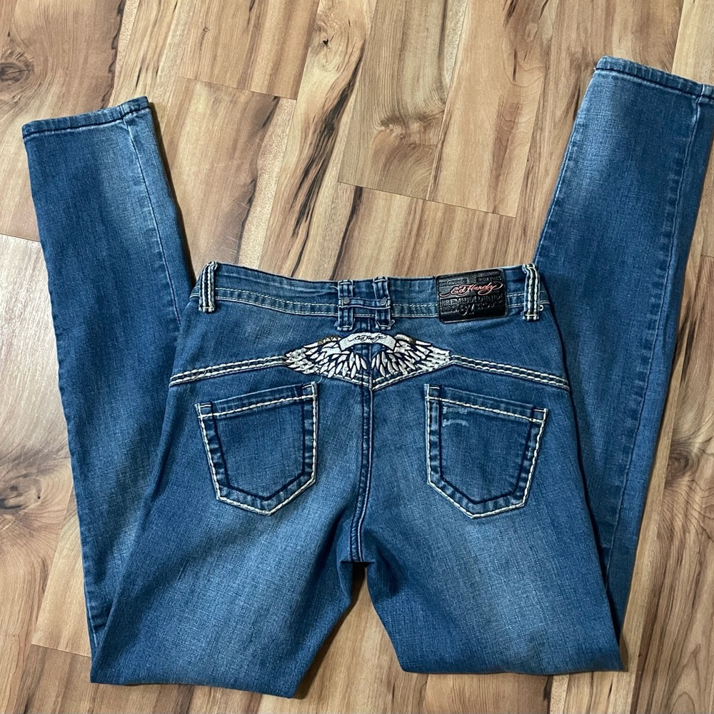 Ed Hardy Skinny Jeans with Wing Embroidery Sz 5/6